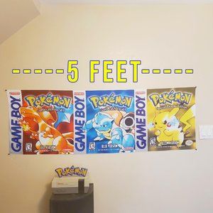 ⚡ 5 foot Pokemon banner ⚡ Red Blue Yellow banner tapestry Gameboy wall flag